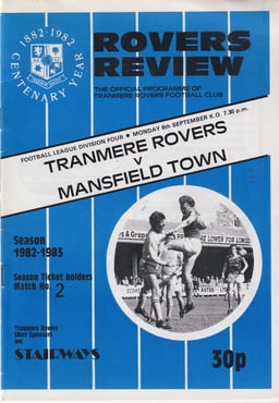 Tranmere Rovers v Mansfield Town Match Programme 1982-09-06